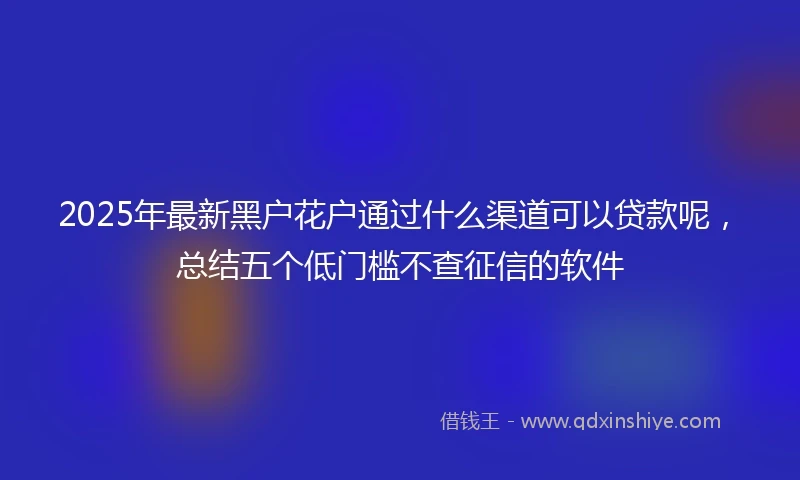 2025年最新黑户花户通过什么渠道可以贷款呢，总结五个低门槛不查征信的软件