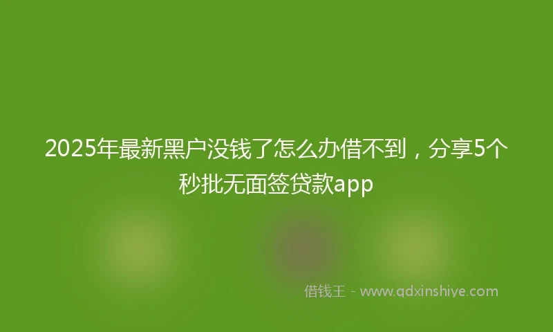 2025年最新黑户没钱了怎么办借不到，分享5个秒批无面签贷款app