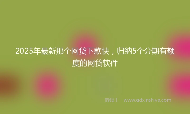 2025年最新那个网贷下款快，归纳5个分期有额度的网贷软件