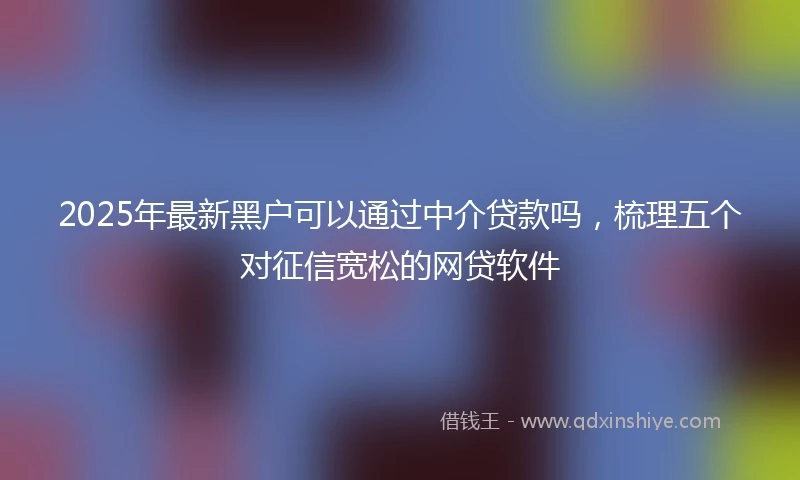 2025年最新黑户可以通过中介贷款吗，梳理五个对征信宽松的网贷软件