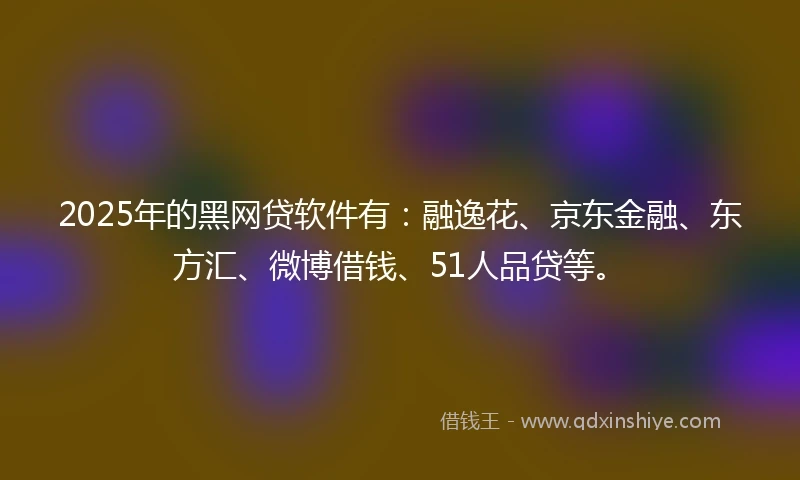2025年的黑网贷软件有：融逸花、京东金融、东方汇、微博借钱、51人品贷等。