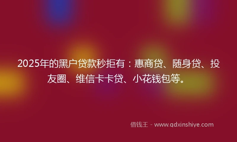 2025年的黑户贷款秒拒有：惠商贷、随身贷、投友圈、维信卡卡贷、小花钱包等。