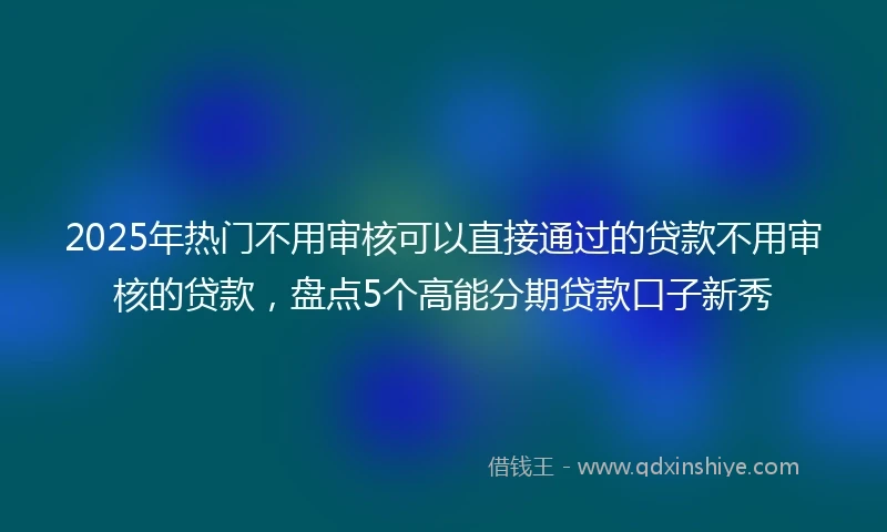 2025年热门不用审核可以直接通过的贷款不用审核的贷款，盘点5个高能分期贷款口子新秀