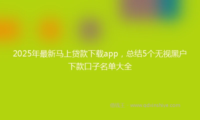 2025年最新马上贷款下载app，总结5个无视黑户下款口子名单大全