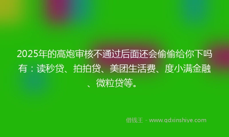 2025年的高炮审核不通过后面还会偷偷给你下吗有：读秒贷、拍拍贷、美团生活费、度小满金融、微粒贷等。