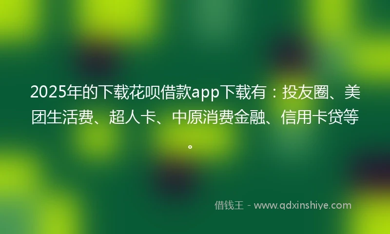 2025年的下载花呗借款app下载有：投友圈、美团生活费、超人卡、中原消费金融、信用卡贷等。