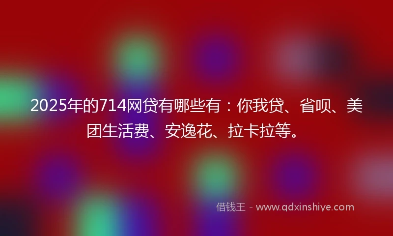 2025年的714网贷有哪些有：你我贷、省呗、美团生活费、安逸花、拉卡拉等。