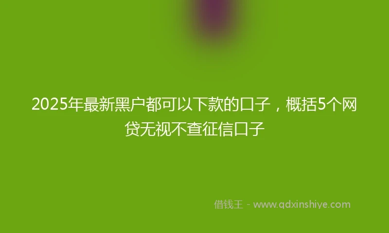 2025年最新黑户都可以下款的口子，概括5个网贷无视不查征信口子