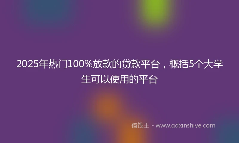 2025年热门100%放款的贷款平台，概括5个大学生可以使用的平台