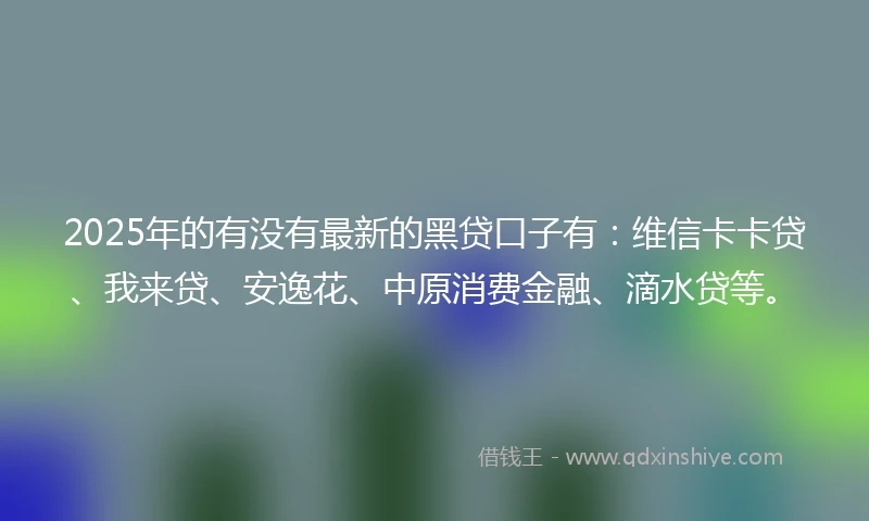 2025年的有没有最新的黑贷口子有：维信卡卡贷、我来贷、安逸花、中原消费金融、滴水贷等。
