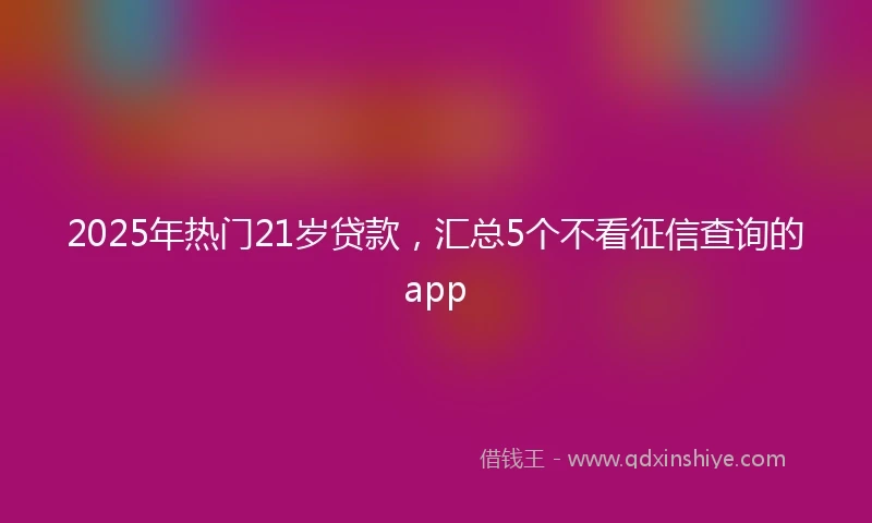 2025年热门21岁贷款，汇总5个不看征信查询的app
