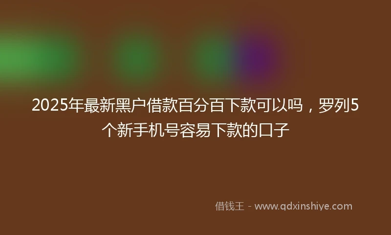 2025年最新黑户借款百分百下款可以吗，罗列5个新手机号容易下款的口子