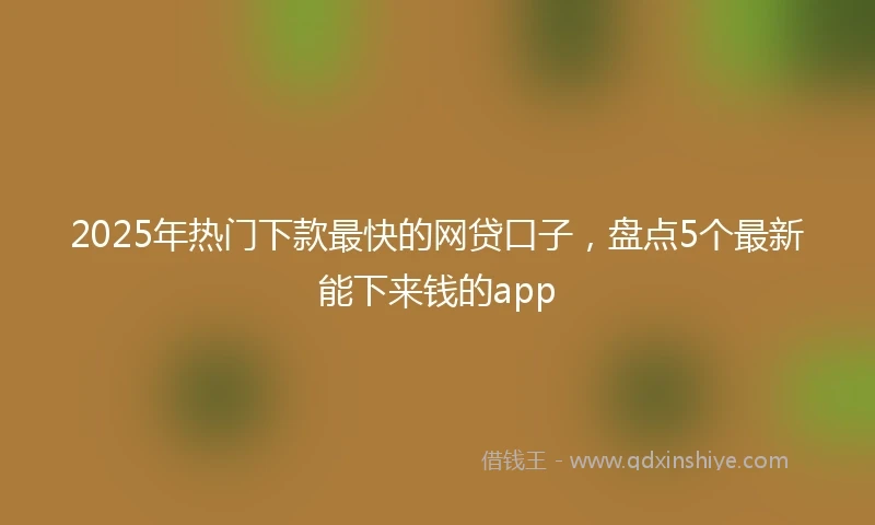 2025年热门下款最快的网贷口子，盘点5个最新能下来钱的app