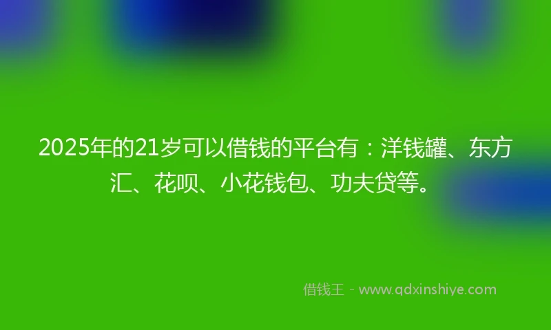 2025年的21岁可以借钱的平台有：洋钱罐、东方汇、花呗、小花钱包、功夫贷等。