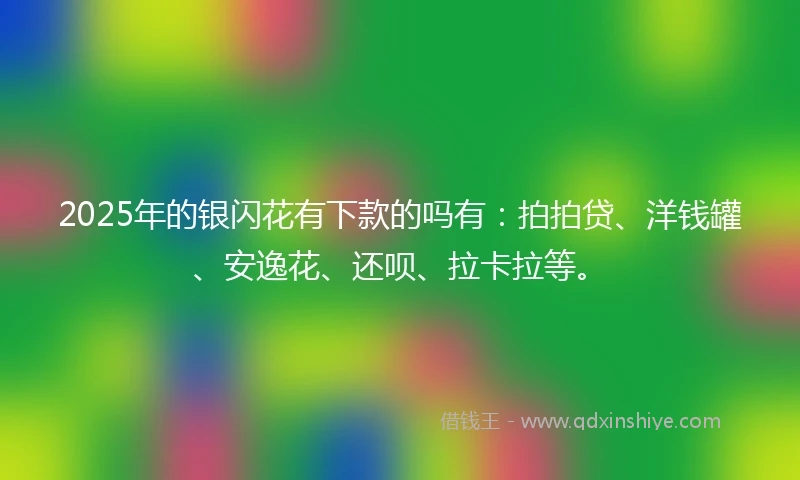 2025年的银闪花有下款的吗有：拍拍贷、洋钱罐、安逸花、还呗、拉卡拉等。
