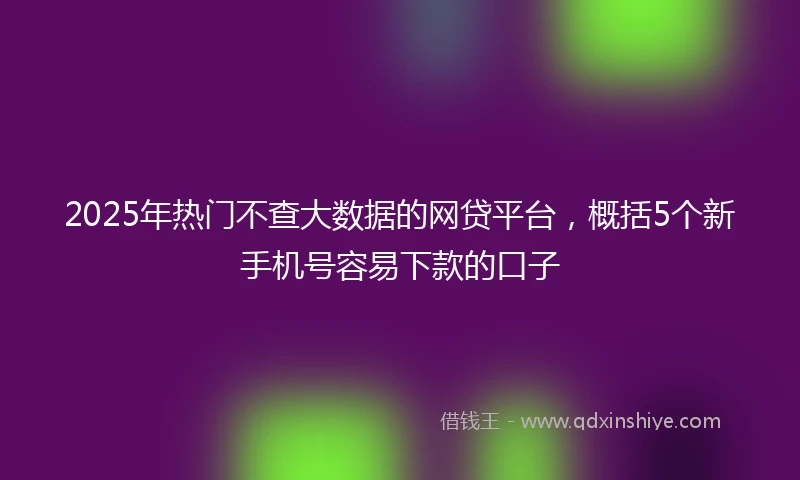 2025年热门不查大数据的网贷平台，概括5个新手机号容易下款的口子