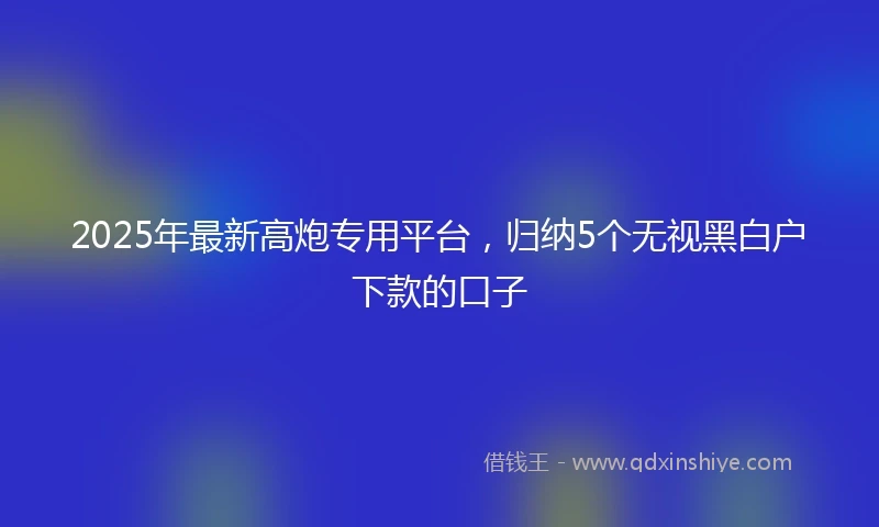 2025年最新高炮专用平台，归纳5个无视黑白户下款的口子