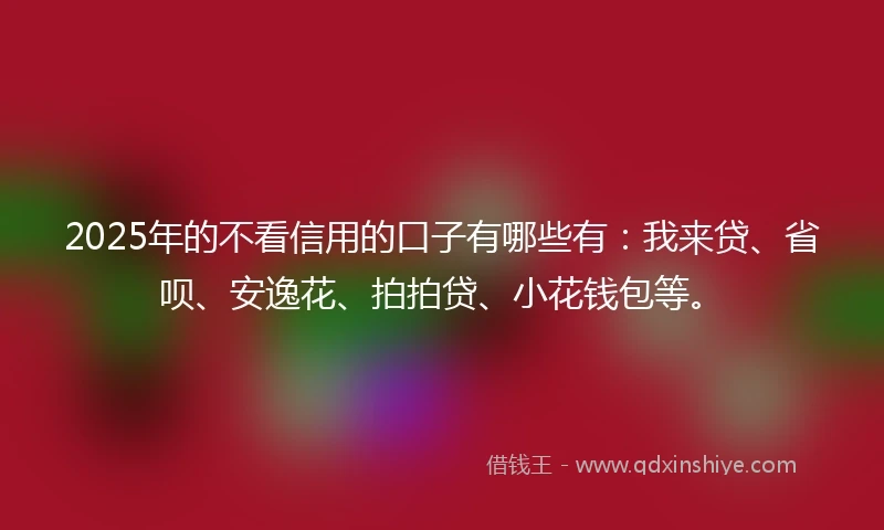 2025年的不看信用的口子有哪些有:我来贷、省呗、安逸花、拍拍贷、小花钱包等。