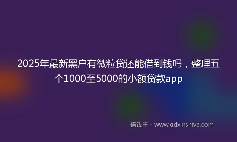 2025年最新黑户有微粒贷还能借到钱吗，整理五个1000至5000的小额贷款app