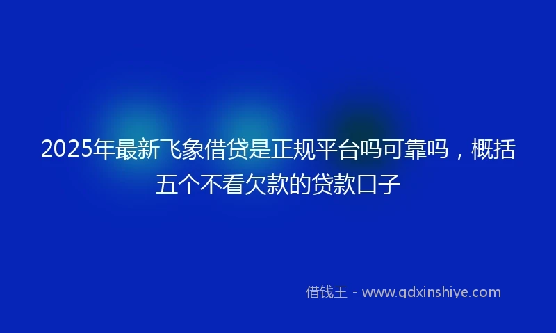 2025年最新飞象借贷是正规平台吗可靠吗，概括五个不看欠款的贷款口子