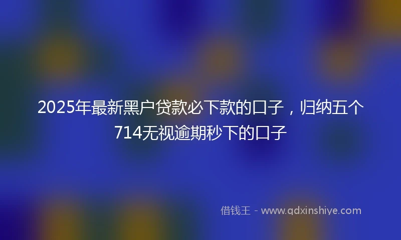 2025年最新黑户贷款必下款的口子，归纳五个714无视逾期秒下的口子