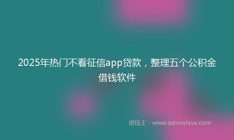 2025年热门不看征信app贷款，整理五个公积金借钱软件