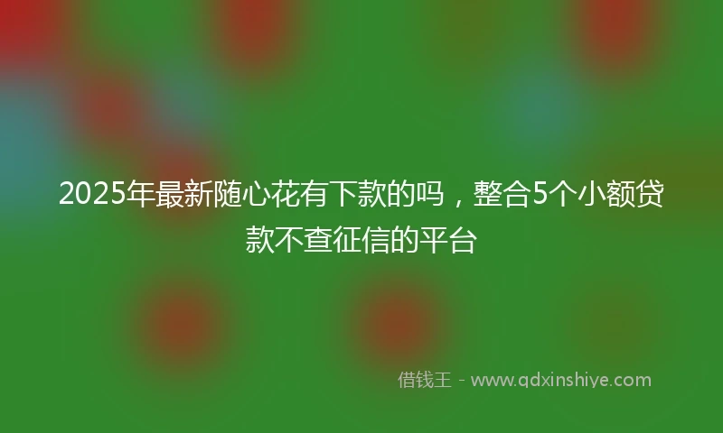 2025年最新随心花有下款的吗，整合5个小额贷款不查征信的平台