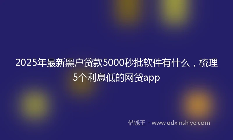 2025年最新黑户贷款5000秒批软件有什么，梳理5个利息低的网贷app