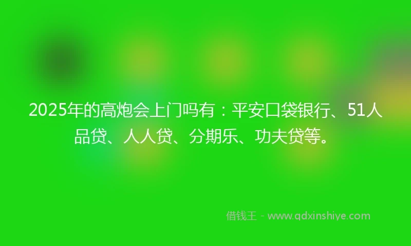 2025年的高炮会上门吗有：平安口袋银行、51人品贷、人人贷、分期乐、功夫贷等。