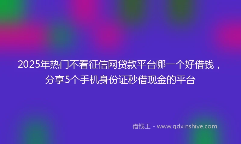 2025年热门不看征信网贷款平台哪一个好借钱，分享5个手机身份证秒借现金的平台