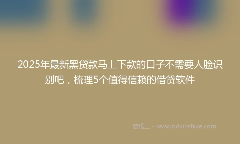 2025年最新黑贷款马上下款的口子不需要人脸识别吧，梳理5个值得信赖的借贷软件