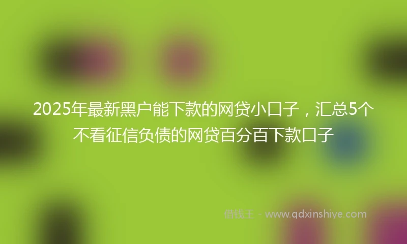 2025年最新黑户能下款的网贷小口子,汇总5个不看征信负债的网贷百分百下款口子
