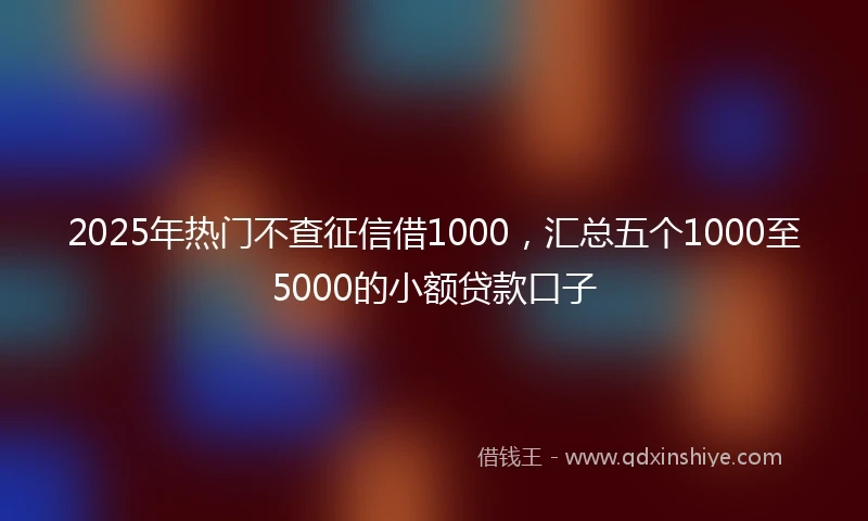 2025年热门不查征信借1000，汇总五个1000至5000的小额贷款口子