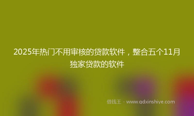 2025年热门不用审核的贷款软件,整合五个11月独家贷款的软件