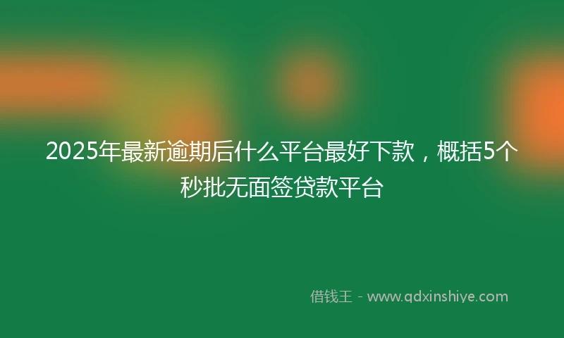 2025年最新逾期后什么平台最好下款，概括5个秒批无面签贷款平台