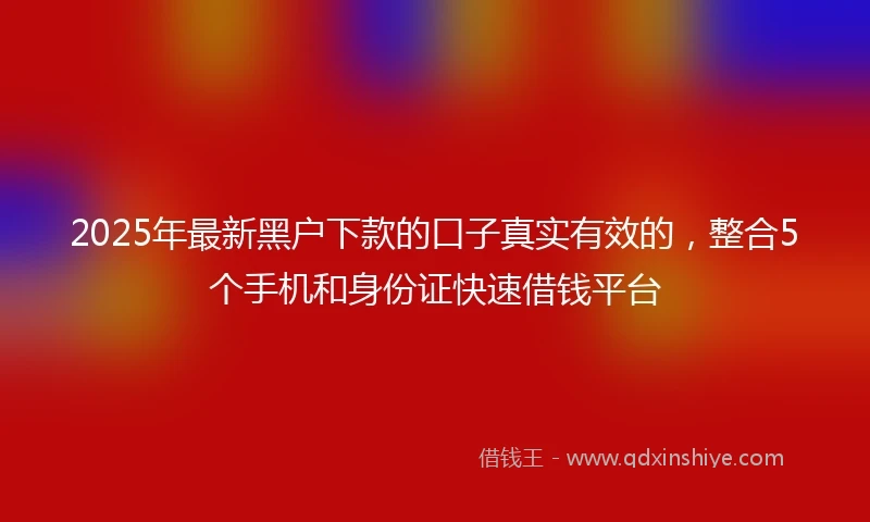 2025年最新黑户下款的口子真实有效的,整合5个手机和身份证快速借钱平台