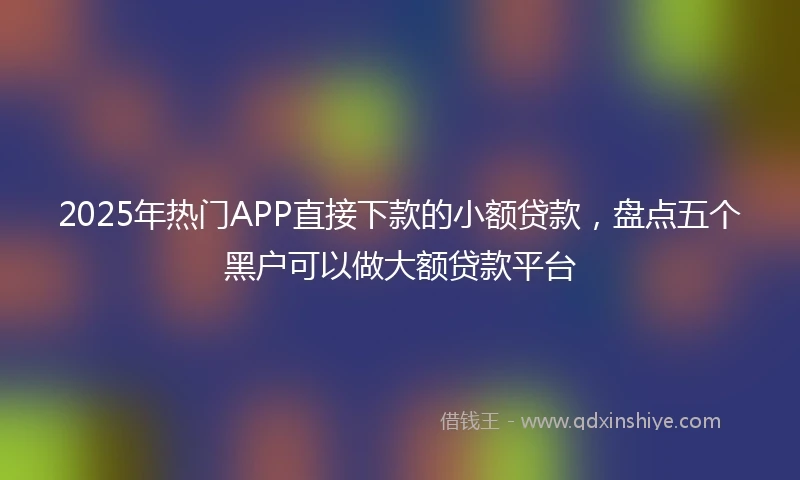 2025年热门APP直接下款的小额贷款，盘点五个黑户可以做大额贷款平台