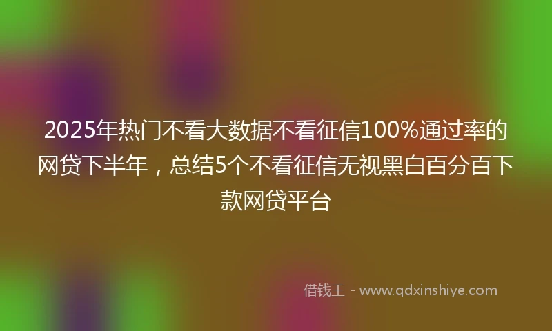2025年热门不看大数据不看征信100%通过率的网贷下半年，总结5个不看征信无视黑白百分百下款网贷平台