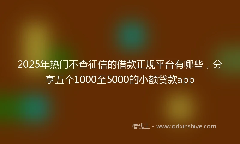 2025年热门不查征信的借款正规平台有哪些，分享五个1000至5000的小额贷款app