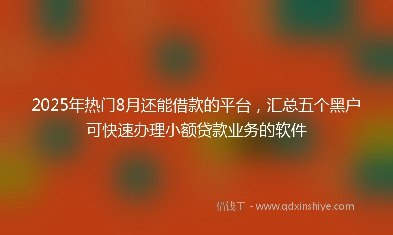 2025年热门8月还能借款的平台,汇总五个黑户可快速办理小额贷款业务的软件