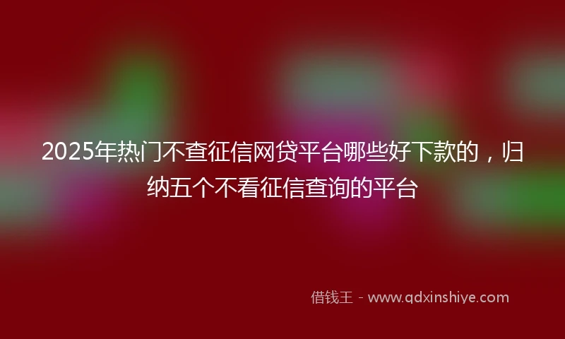 2025年热门不查征信网贷平台哪些好下款的，归纳五个不看征信查询的平台