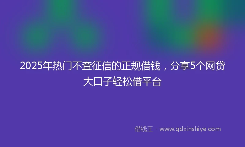2025年热门不查征信的正规借钱，分享5个网贷大口子轻松借平台