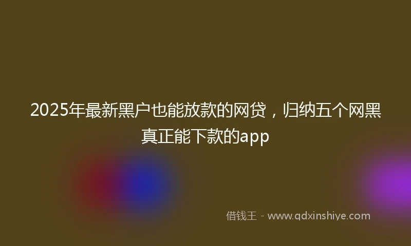 2025年最新黑户也能放款的网贷,归纳五个网黑真正能下款的app