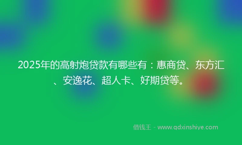 2025年的高射炮贷款有哪些有：惠商贷、东方汇、安逸花、超人卡、好期贷等。