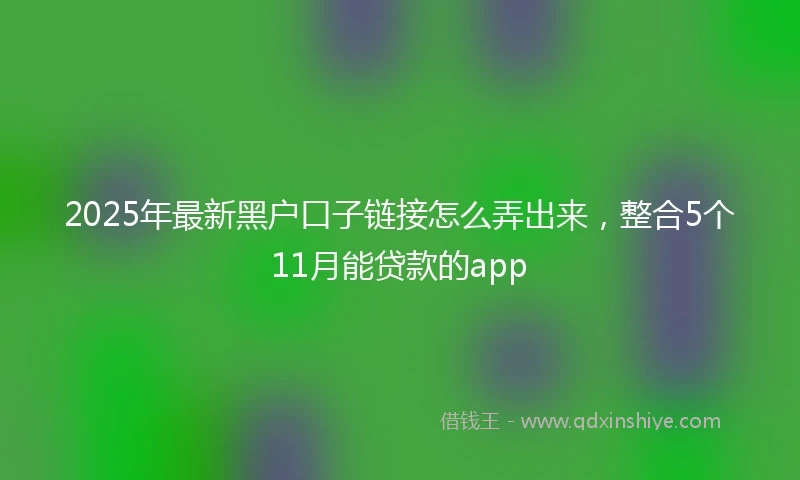 2025年最新黑户口子链接怎么弄出来，整合5个11月能贷款的app