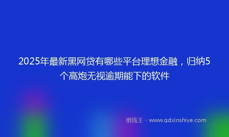 2025年最新黑网贷有哪些平台理想金融，归纳5个高炮无视逾期能下的软件