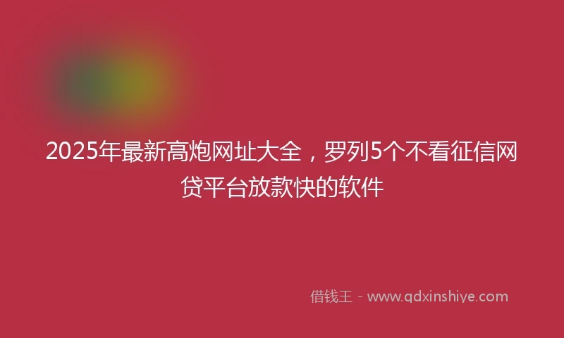 2025年最新高炮网址大全，罗列5个不看征信网贷平台放款快的软件