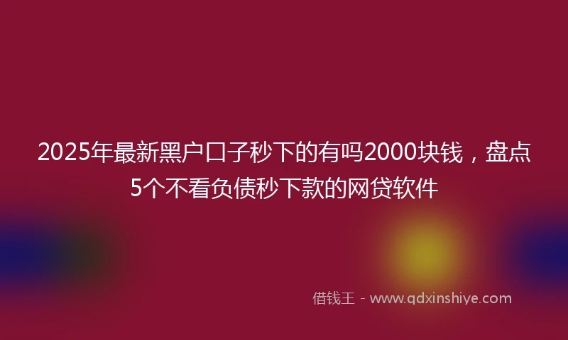 2025年最新黑户口子秒下的有吗2000块钱，盘点5个不看负债秒下款的网贷软件