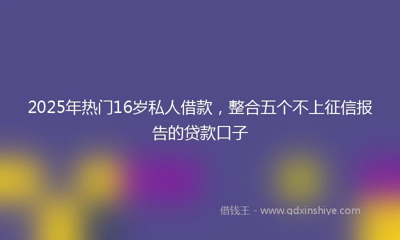 2025年热门16岁私人借款，整合五个不上征信报告的贷款口子