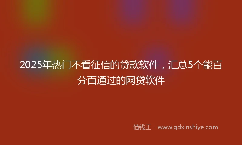 2025年热门不看征信的贷款软件,汇总5个能百分百通过的网贷软件